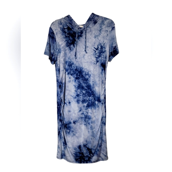 NWT Heart&Hips Blue tie dye hooded dress Sz Large - Picture 2 of 4